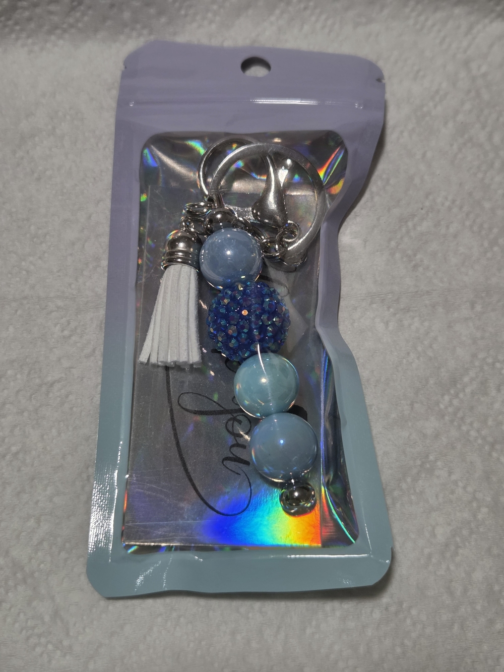 Blue Beaded Tassel Keychain Charm - Women Accessories